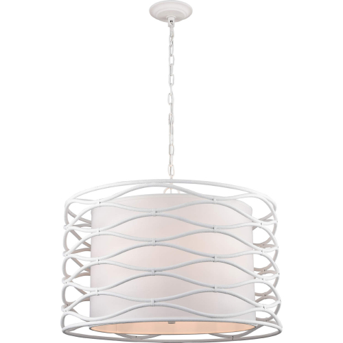 Hillcrest 24"W 4 Light Ceiling Pendant in White Metal & Fabric