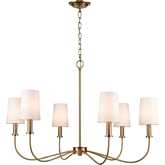 West Point 36"W 6 Light Chandelier in Brass