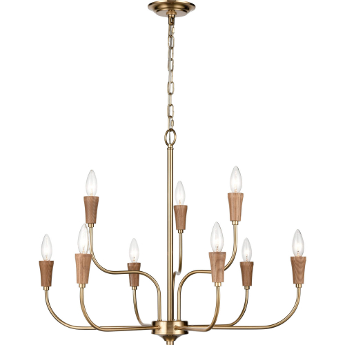 Inga 29"W 9 Light Chandelier in Brass