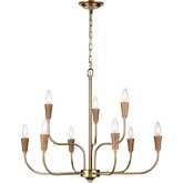 Inga 29"W 9 Light Chandelier in Brass