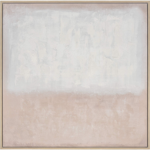 White Colorfield Abstract Framed Wall Art in Neutral Multicolor