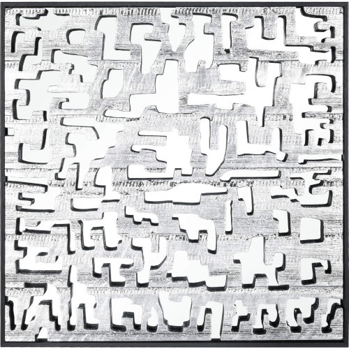 Mapped Dimensional Wall Art in Silver in Silver, Black, Clear