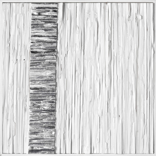 Stripe Wood Dimensional Wall Art in White in White, Silver