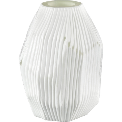 Aggie 9"H Vase in White Frosted Glass