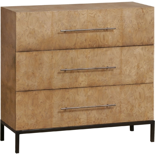 Marc 3 Drawer Chest in Natural Burl Mahogany & Iron