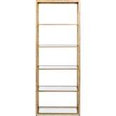 Strie Bookcase in Gold Metal & Glass