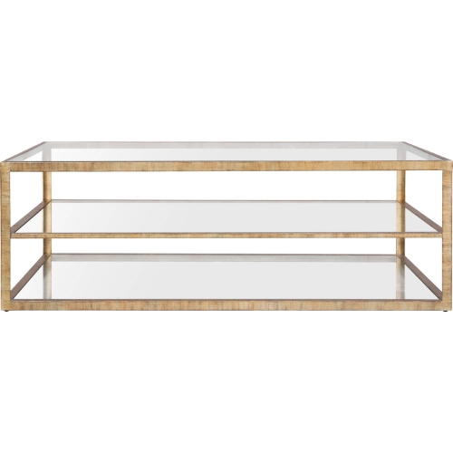 Strie Coffee Table in Gold Metal & Glass