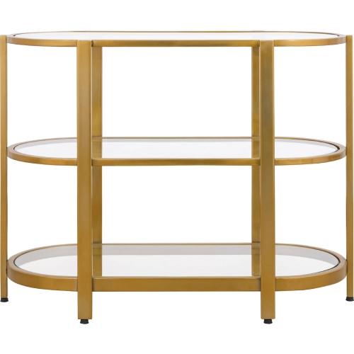 Blain Console Table in Brass Metal & Tempered Glass