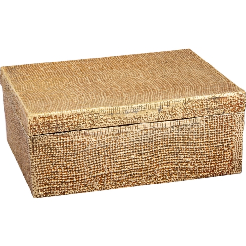 Square Linen Texture Box in Antique Brass Aluminum