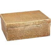 Square Linen Texture Box in Antique Brass Aluminum