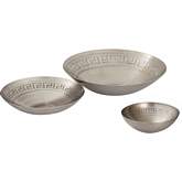 Greek Key Decorative Bowl in Antique Nickel Iron (Set of 3)