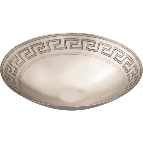 Greek Key Centerpiece Decorative Bowl in Antique Nickel Iron