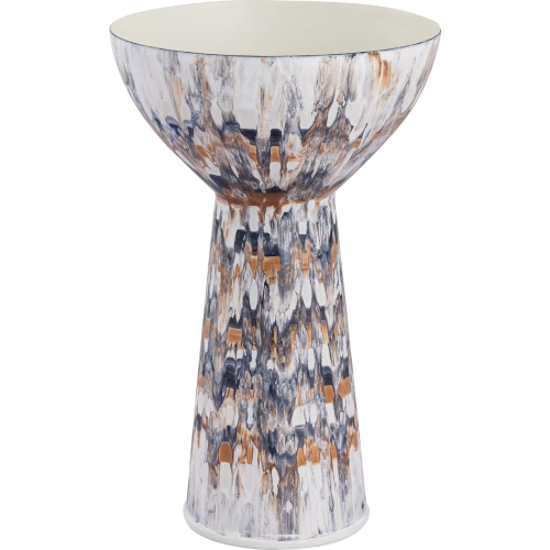 Adler Pedestal Bowl in Multicolor, Amber & White Iron