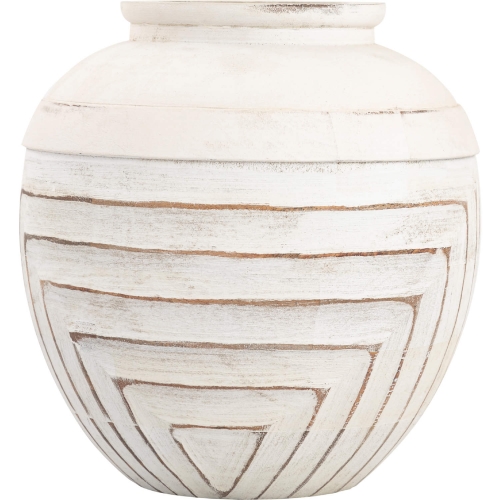 Drake Vase in White Finish Mango Wood