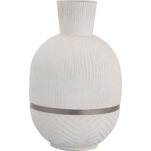 Glenn Vase in White Mango Wood & Satin Nickel