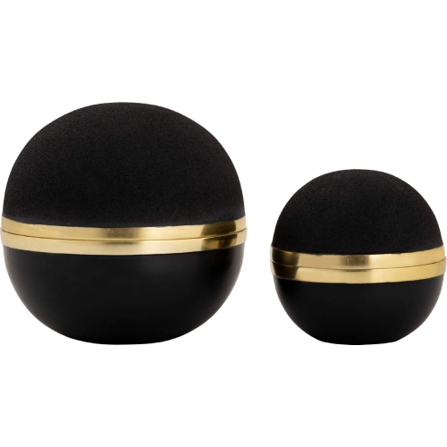 Clemmons Round Box in Black & Brass Metal (Set of 2)