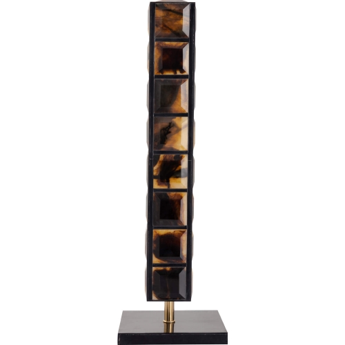 Faux Horn Totem Sculpture in Brown Resin & Black