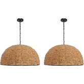 Martin 30"W 1 Light Pendant in Natural Mango Wood (Set of 2)