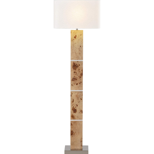 Cahill 63"H 1 Light Floor Lamp in Natural Burl Wood & Nickel