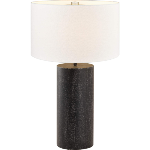 Daher 26"H 1 Light Table Lamp in Black Metal & White Linen