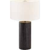 Daher 26"H 1 Light Table Lamp in Black Metal & White Linen