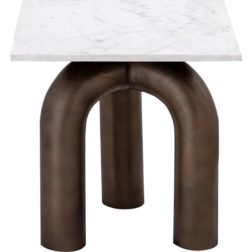 Contour Side Table in White Marble & Antique Bronze