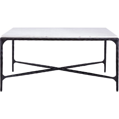 Seville Forged Coffee Table in White Marble & Graphite Black Iron