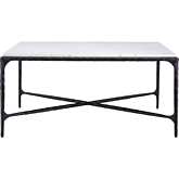 Seville Forged Coffee Table in White Marble & Graphite Black Iron