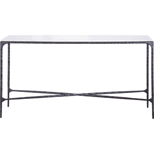 Seville Forged Console Table in White Marble & Graphite Black Iron