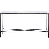 Seville Forged Console Table in White Marble & Graphite Black Iron