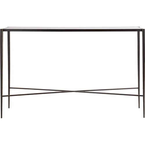 Leon Console Table in Dark Bronze Iron & Glass