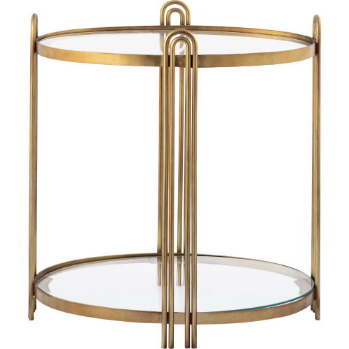 Arch Side Table in Aged Brass & Tempered Glass