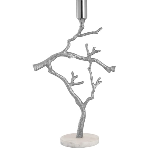 Branch Candleholder in Nickel Aluminum & White Marble