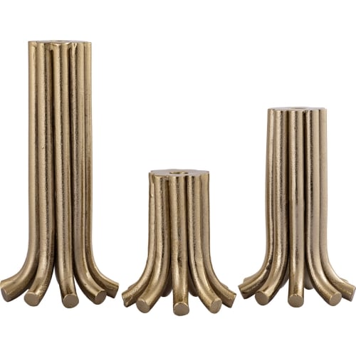 Contour Candleholder in Aged Brass Aluminum (Set of 3)