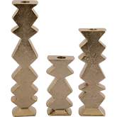 Zig Zag Taper Holder in Aged Brass Aluminum (Set of 3)