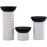 Stack Pillar Holder in Plaster White & Aged Black Aluminum (Set of 3)