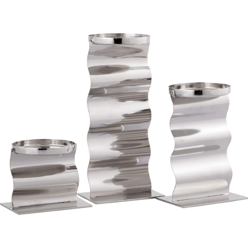 Curve Candleholder in Polished Nickel Stainless Steel (Set of 3)