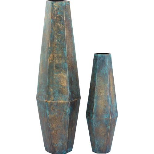 Erwin Vase in Oxidized Brass Aluminum (Set of 2)