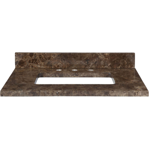 31" Bathroom Vanity Top for Rectangular Undermount Sink in Dark Emperador Marble