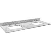 61" Bathroom Vanity Top for Double Rect Undermount Sinks in White Marble