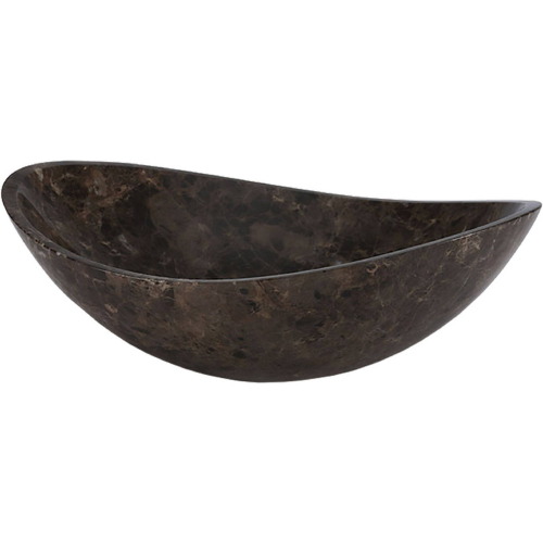 Oval Stone Vessel Sink in Dark & Light Brown Emperador Marble