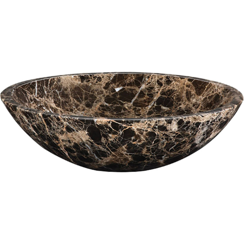 Round Stone Vessel Sink in Dark Brown Emperador Marble