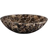 Round Stone Vessel Sink in Dark Brown Emperador Marble