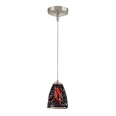 Low Voltage 1 Light Mini Pendant in Brushed Nickel w/ Smoldering Lava Glass