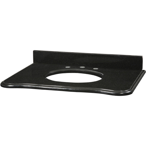 Malago 25" Stone Vanity Top for Oval Undermount Sink in Black Granite