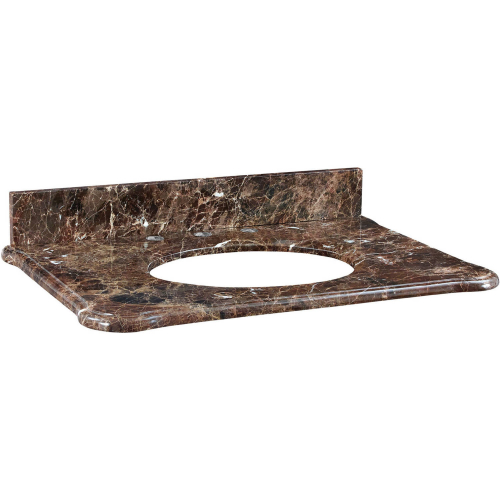 Malago 31" Stone Vanity Top for Oval Undermount Sink in Dark Brown Marble