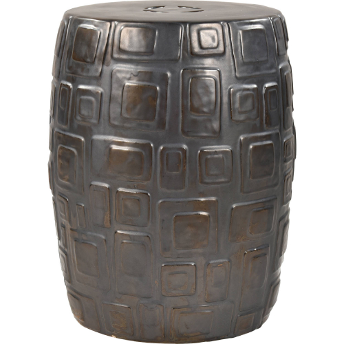 Cambeck Accent Stool in Blackened Bronze Glazed Ceramic