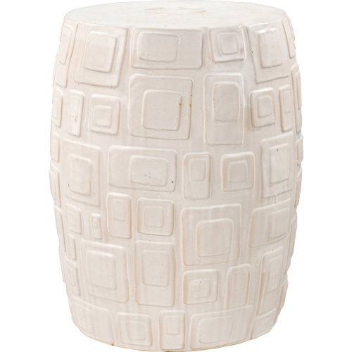 Cambeck Accent Stool in Off White Glazed Ceramic