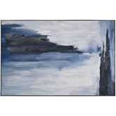 Sky Swell Framed Wall Art in Navy Blue, Off White, Silver Canvas