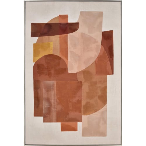 Ochre Framed Abstract Wall Art in Rust, Cream, Champagne Gold